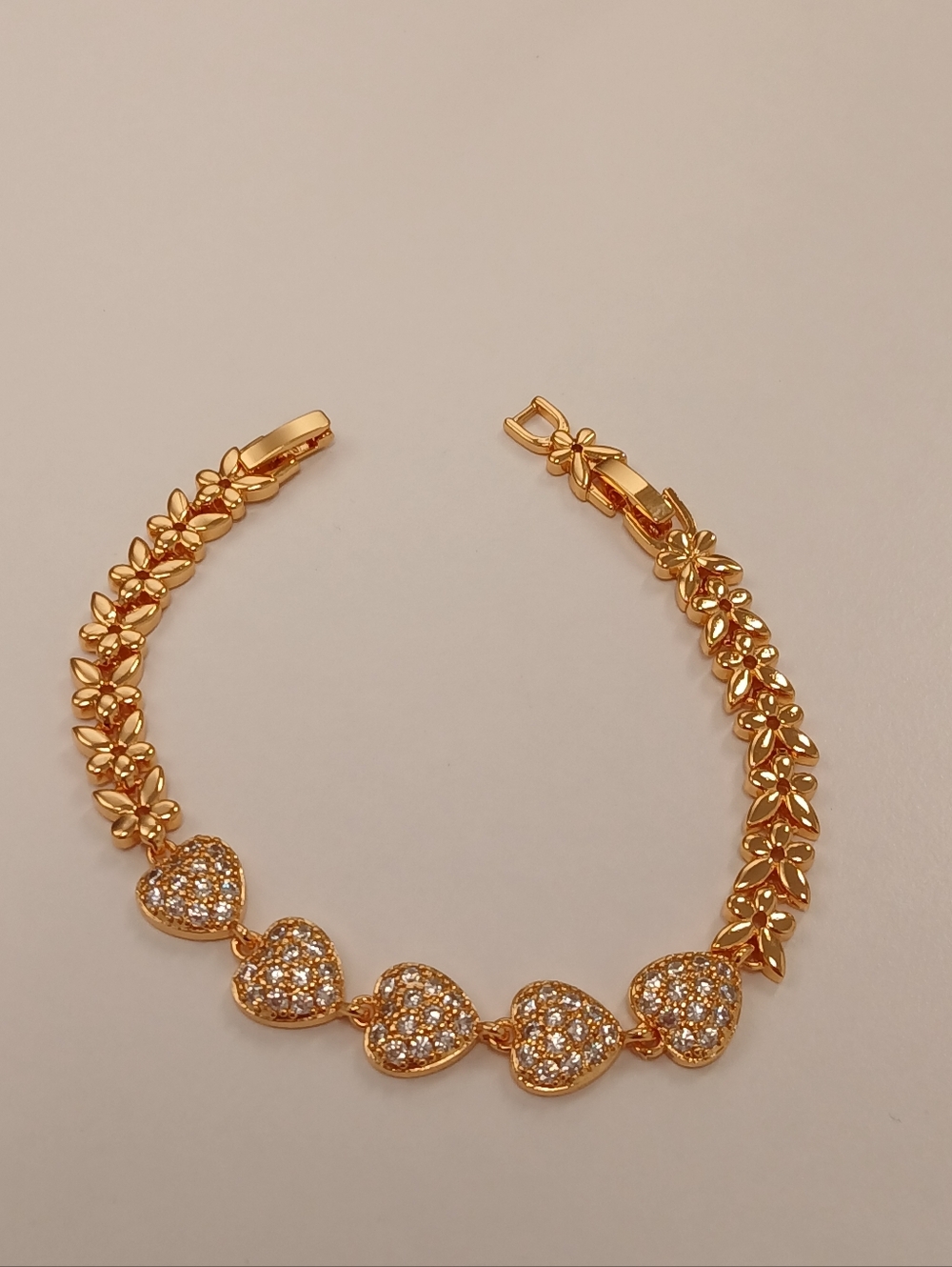 NEW! 18K Rose Gold Plated  Heart Pavé Bracelet Extends 6.75"-7.5" Pretty Bird